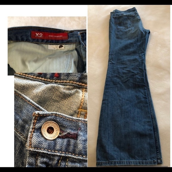 X2 Jeans 33 waist Distressed Blue Jeans Vintage Timeless Chic Streetwear Boho - Picture 9 of 9